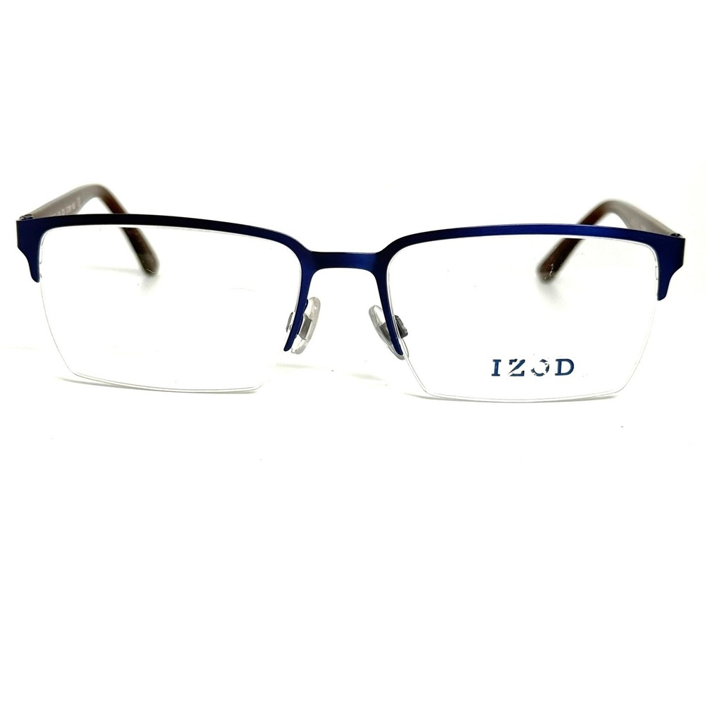 IZOD IZ 2109 Blue Semi Rimless Rectangular Eyeglass Frames 55-17-145 Italy